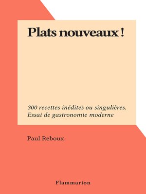 cover image of Plats nouveaux !